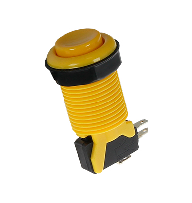 [H60852] Arkade trykkontakt med mikroswitch - Off-(On), Gul