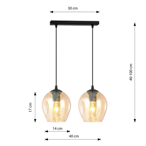 [31543-0] Istar 2 Sort/Rav pendellampe - Ø14 cm, E27, 230V, uden lyskilde
