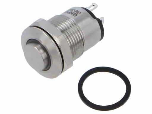 [H66218] Vandalsikret stålkontakt, 1P OFF-ON Ø12mm, Blå 12V LED