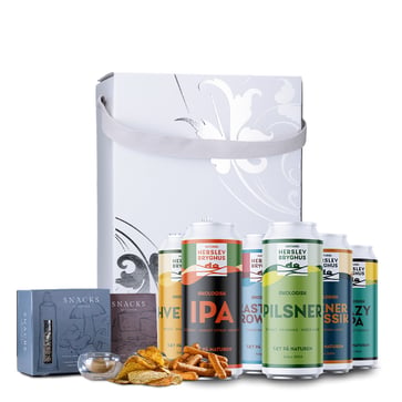 [7899980965] 6 Herslev øl og chips i gavekrt.