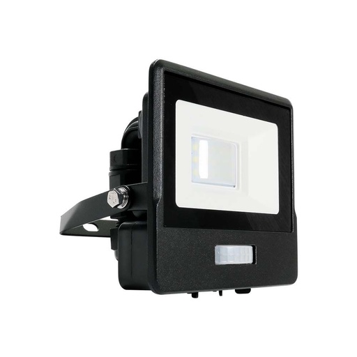 [25438-17314] 10W LED Projektør med PIR Sensor, Samsung Chip, 4000K, Sort Hus - Energibesparende belysning til udendørs brug