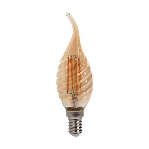 [25725-17543] 4W Twisted Kertepære E14 med Amber Dæksel og Spids Form - 2200K, 350lm, RA80