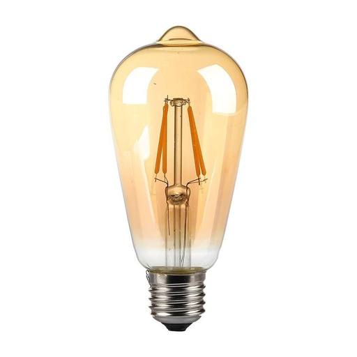 [25736-17554] 8W LED-pære E27 ST64 med amberbelægning og kultråd i 2200K varm hvidt lys med 720lm og RA80