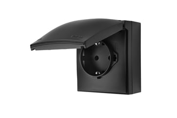 [7817207358] Simon X4 Schuko-stikkontakt med sikkerhedslukkere, samme farve klap og dæksel, 16 A, 250 V~, skruelø