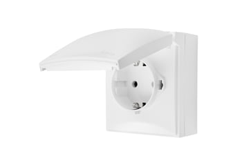 [7817207345] Simon X4 Schuko-stikkontakt med sikkerhedslukkere, samme farve klap og dæksel, 16 A, 250 V~, skruelø