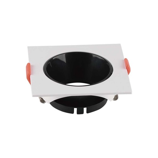 [25480-0] GU10 lampe i firkantet hvid ramme med sort reflektor - V-Tac Pro serie med 3 års producent garanti.