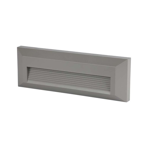 [25798-17588] 3W LED trappelys med grå hus, rektangulær form, 4000K, 110lm, RA80, IP65 - Ideel til udendørs brug.