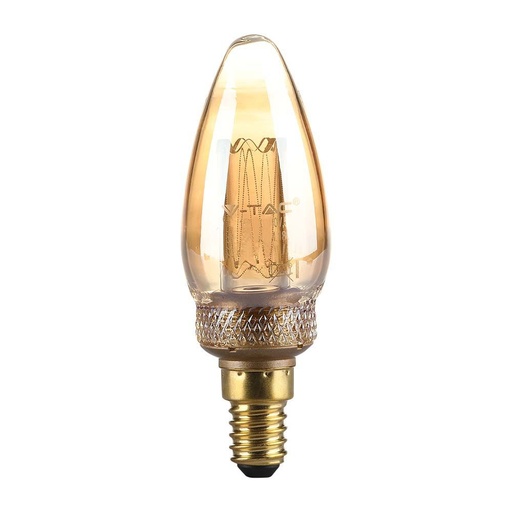 [31775-19200] 2W LED E14 Kultråd Kertepære, Amber Glas, 1800K - 65lm, RA80
