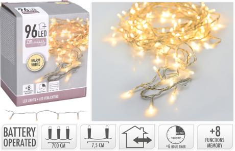 [423859] Batterikæde 96 varm hvid led, transp, timer/m IP45