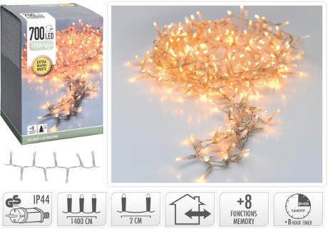 [423908] Snake lyskæde 700 LED varm, transp, IP44, 8/16t