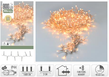 [423912] Snake lyskæde 800 LED varm, transp, IP44, 8/16t