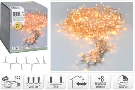 [423916] Snake lyskæde 1000 LED varm, transp, IP44,8/16t