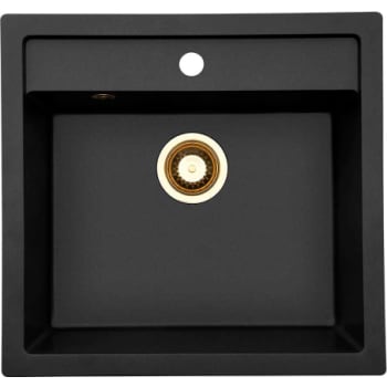 [682486151] Lavabo Jupiter 60 Granitek køkkenvask, sort, messing afløb