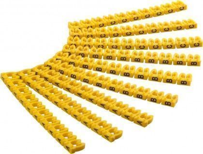 [H50703] Kabelmarkerings clips - Bogstaver A-C, 3x30 gul (<Ø4mm)