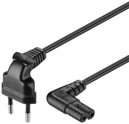 [H50888] Strømkabel - 90° Euro han > 90° C7 (8-tal) hun, Sort (0,3m)