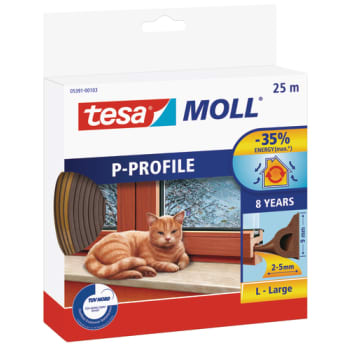 [930228666] tesamoll® tætningsliste P-profil 25m x 9mm x 5.5mm brun