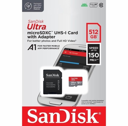 [H61885] Ultra microSDXC kort m. adapter - 512GB (UHS-I)
