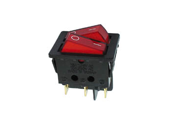 [H12671] Vippekontakt - 2 x OFF-ON, 10A/250V, Rød lys