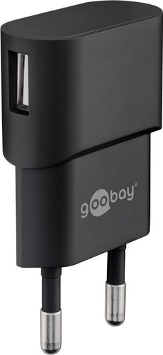 [H53860] Netadapter - 100-240V til 5Vdc / 1A USB hun, kompakt, Sort