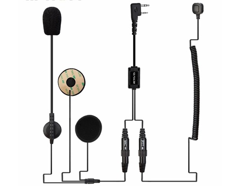 [H20245] Motorcykel PMR headset m. PPT og 2 pin Kenwood stik
