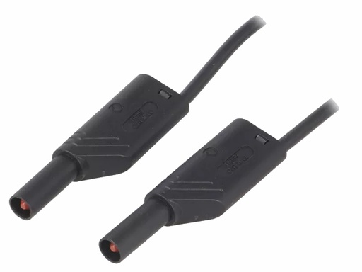 [H19712] Kontaktbeskyttet testledning, 2x4mm, Stabelbar, Sort (1m)