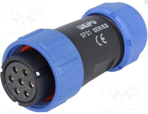 [H61160] Rundstik, SP21 - 7pol hun, til Ø7-12mm kabel (IP68)