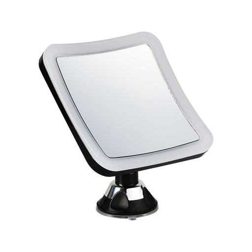 [25431-17307] 3,2W LED Spejllampe med Sort Hus og 3xAA Batteri - Perfekt til Badeværelset - 16,2x19,2cm