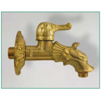 [741415909] Aftaphane ½" med vingegreb, L 130mm. Messing, poloret, dyretud