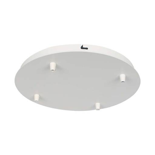 [26344-0] Stål Baldakin - Mat Hvid, Diameter 300mm, Højde 25mm, 5 Huller