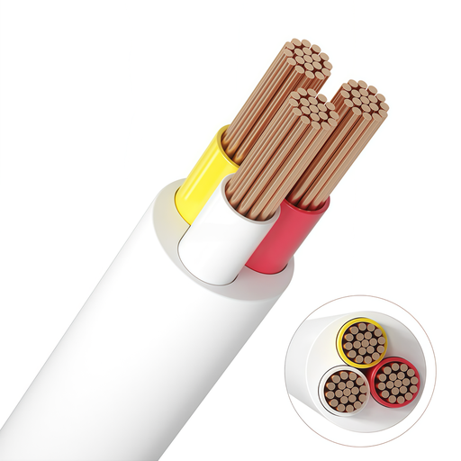[32888-0] 12-24V CCT kabel, hvid rund - 3 x 0,5 mm2, metervare, minimum 5 meter