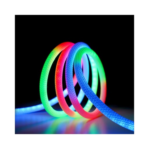 [32828-0] 3m RGBIC Neon flex slange med Bluetooth App og fjernbetjening - Vævet reb, USB-opladning - Komplet sæt til lysdekorationer.