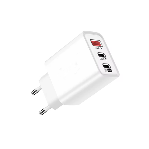 [33045-0] Hvid 3-port USB oplader med 65W til mobil og lamper