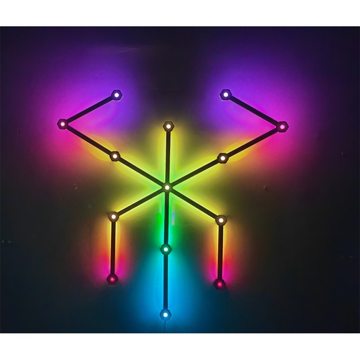 [31944-0] Hexa-Light RGBIC Komplet Sæt - 9 Lysskinner, Vægmonteret, Bluetooth App, USB, 8W, 5V