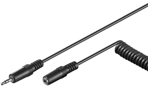 [H32681] Audioforlænger - 3,5mm stereo JACK han/hun, Spiral (5m)