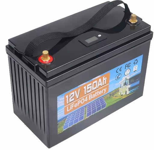[H51982] LiFePO4 batteri - 12V 150Ah, indbygget BMS incl. 230V lader