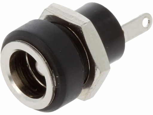 [H54023] DC fatning - 5,5 x 2,5mm, Rund til kabinet, Sort