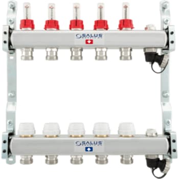 [402330106] SALUS Gulvvarmemanifold til 6 kredse i rustfristål med flowmeter