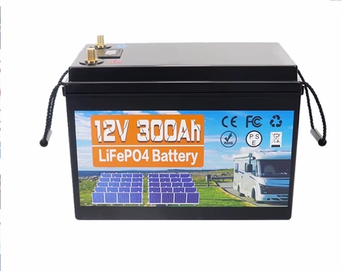 [H42395] LiFePO4 batteri - 12V 300Ah, indbygget BMS incl. 230V lader