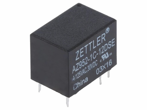 [H62901] Miniature relæ - 12VDC 1A, 1 x skifte (SPDT), 6-ben 2,54mm