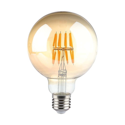 [25885-17673] G95 LED Kultrådspære 8W E27 - Ravfarvet Glas, 2200K - Høj kvalitet og elegant design til din belysning.