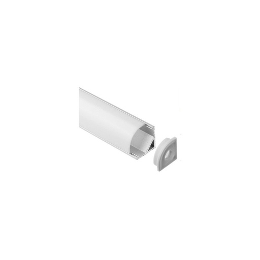 [4403-0] Alu hjørneprofil til LED strip - 1m, inkl. mælkehvidt cover, klips og endestykker