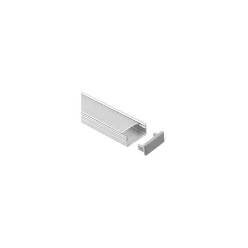 [4408-0] Aluprofil 18x8 med mælkehvidt cover, klips og endestykker - 1 meter inkl. IP65 og IP68 LED strip