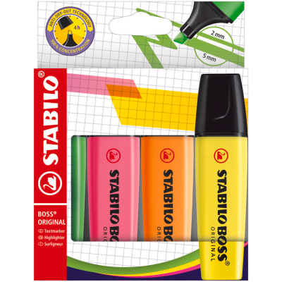 [881880628] STABILO BOSS overstregningstusch 70/4, ass farver, sæt m. 4 stk.