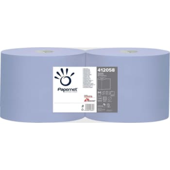 [881890881] Værkstedsrulle, 2-lags, blå, Ø27 cm, 360 m, 1000 ark pr. rulle