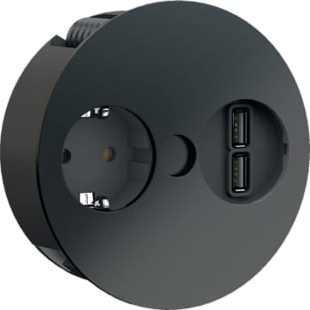 [0917053001] TWIST 1xSchuko 1xDobbelt USB lader 3,1A Sort semimat