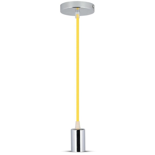 [24774-0] E27 Krom Metal Pendellampe - Gul