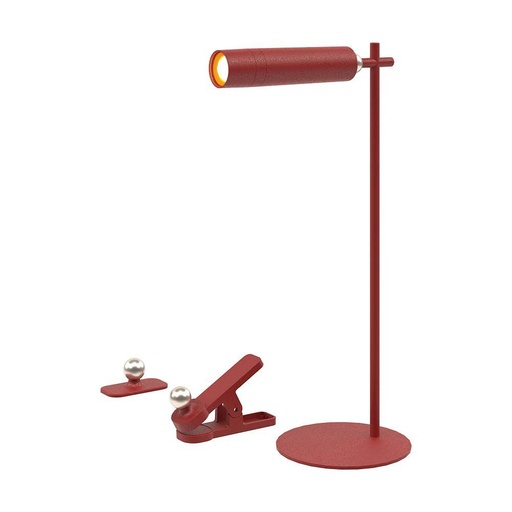 [26430-18133] 3W LED Bordlampe med magnetisk base, lysfarve 4000K og rød hus