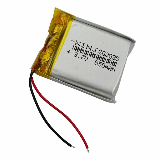 [H30850] LiPOL batterimodul - 3,7V 850mAh, 2 ledninger (803035)