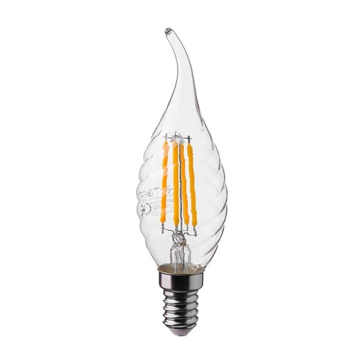 [25721-17539] 4W Twist Kertepære E14 Flamme Kultråd 4000K - 400lm - RA80 - Energibesparende og stilfuld lyskilde til små lamper.
