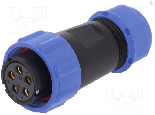 [H61143] Rundstik, SP21 - 4pol hun, til Ø7-12mm kabel (IP68)